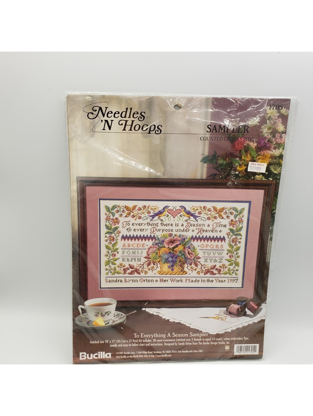 Bucilla Counted Crosstitch Sample TO EVERYTHING A SEASON Kit 1997 #1705